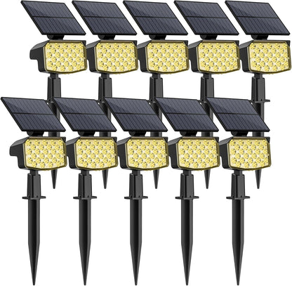 WELALO Solar Spot Lights Outdoor, [10 Pack/3 Modes] Solar Landscape Spotlights, Adjustable Solar Powered Security Lights, IP65 Waterproof Wall Lights for Walkway, Yard, Garden, Driveway (Warm White)