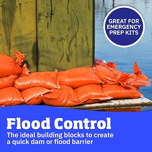 DURASACK Heavy Duty Sand Bags with Tie Strings Empty Woven Polypropylene Sand-Bags for Flood Control with 1600 Hours of UV Protection, 50 lbs Capacity, 14x26 inches, Orange, 12000 Count