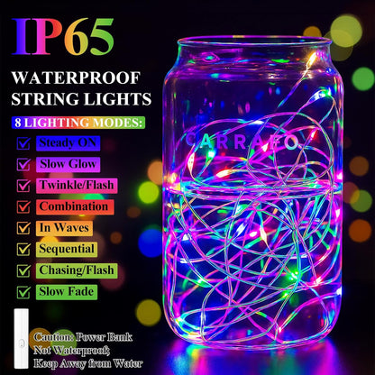 Lipstick LED Fairy Lights Battery Operated, Mini Twinkle Lights with Timer, Rechargeable String Lights for Bedroom, Christmas Decorations, Wedding, Vine, Centerpiece Table Decor (10M/33FT Multicolor)