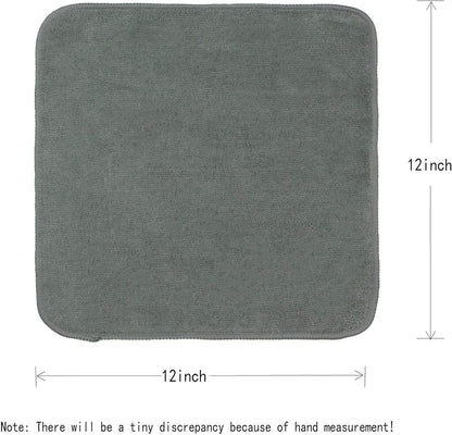 Microfiber Dish Cloths Fast Drying Kitchen Cleaning Cloth Dish Rags Dust Cloths Ultra Absorbent Lint Free Washcloths with Poly Scrub Side 12inch x 12inch 8 Pack (Gray)
