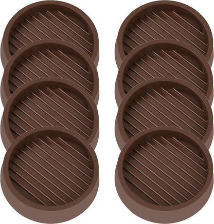 4X4 Round Rubber Caster Cups, Non Slip Furniture Pads, Anti-Slip Gripper, Anti Skid Furniture Feet, Anti Slide Floor Protector for Bed Couch Table Chair Stoppers (Brown, 8 Pack)