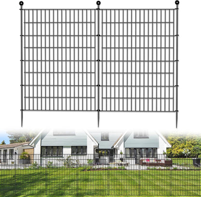 5 Panels No Dig Decorative Outdoor Garden Fence for Yard, 40 in(H) X 11.8 ft(L) Animal Barrier Fencing Rustproof Metal Wire Panel Border for Dog, Rabbits, and Patio Temporary Ground Stakes