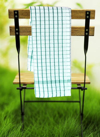 AMOUR INFINI Kitchen Towels Set of 4 - Highly Absorbent, Super Soft Terry Cotton 20x28 Inch Dish Towels with Hanging Loop - Hand & Tea Towels for Cleaning & Drying Dishes (Teal)