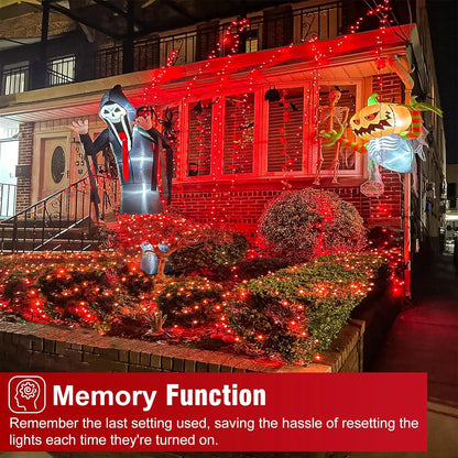 Christmas Lights Outdoor, 66FT 200 LED Christmas Tree Lights with 8 Modes Waterproof, Plug in Green Wire String Twinkle Light for Indoor Bedroom Patio Wedding Holiday Decorations, Red