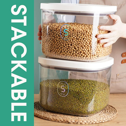 Airtight Rice Container 10 Lbs, Clear Plastic Food Storage Container Bin For Flour Sugar, Dry Food Holder with Easy Locking Lid for Kitchen Pantry Organization and Storage