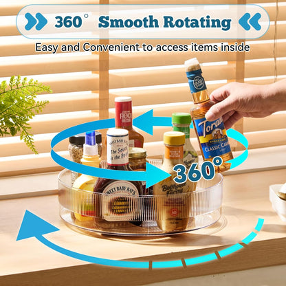 FreshKeeper Plastic Lazy Susan Organizer, Clear Pantry Lazy Susan Turntable for Cabinet and Kitchen 11’’