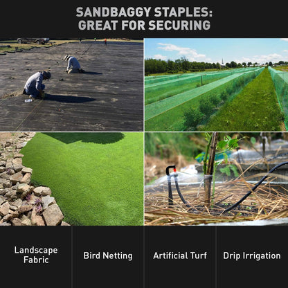 Sandbaggy 6 inch Landscape Sod Staples (9 Gauge Steel) ~ Great for Hard Soil - 20% Thicker Than Competition - Trusted by Farmers & Contractors Across USA (200 Staples)