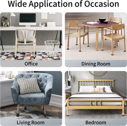 Ezprotekt 8 Pcs Large Black Chair Leg Sliders for Carpet, Round Chair Glides for Rug, Teflon Furniture Pad Bar Stool Leg Protectors Caps for Table, Couch, Desk Legs (XL Fit: 1-2/5" to 1-13/20")