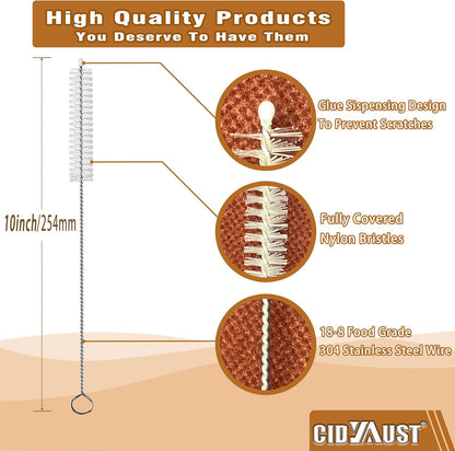 Straw Cleaner Brush Extend 10-Inch, Straw Brush with PA6 Nylon Bristles and Flexible Wire for Baby Bottles, Sippy Cups, Reusable Straws & Sport Water Bottles,6-Pack.