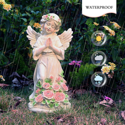 Garden Decor Angel Statue, Outdoor Patio Garden Sculptures & Statues, Solar Yard Decorations Lawn Ornaments Figurines for Outside