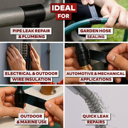 XFasten Self Fusing Silicone Tape Waterproof – 1" x 36 Feet Black, Self Amalgamating Tape, Silicone Rubber for Plumbing, Sealing Pipes, Hose Repair, Outdoor Coax and Electrical Cables – Weatherproof