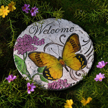 Garden Décor Stepping Stones Outdoor - Resin Butterfly Decorative Stone Bright Color Memories Pavers Outdoor for Garden Yard 9.5 * 9.5 * 0.5 Inch LC Lcdecohome