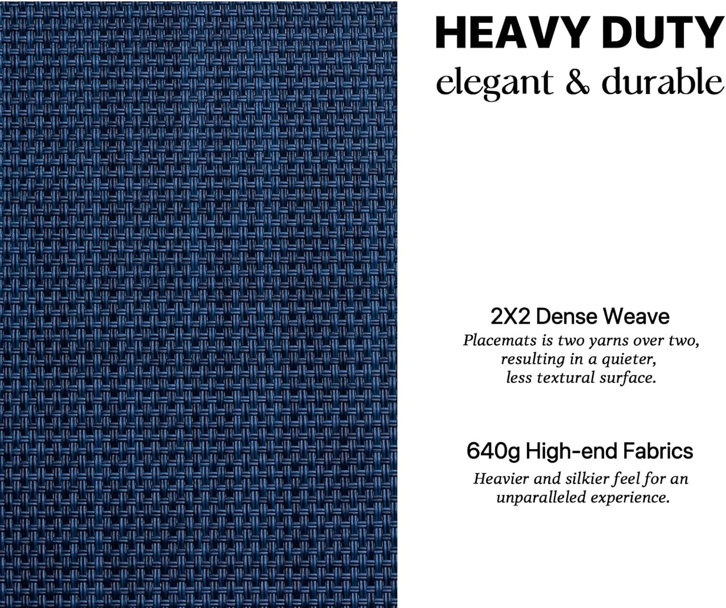 LEXMORE Placemats Set of 6 Vinyl/Plastic Woven Place Mats for Kitchen Table Indoor/Outdoor Washable Placemat Wipeable Dining Table Mats(Navy Blue)