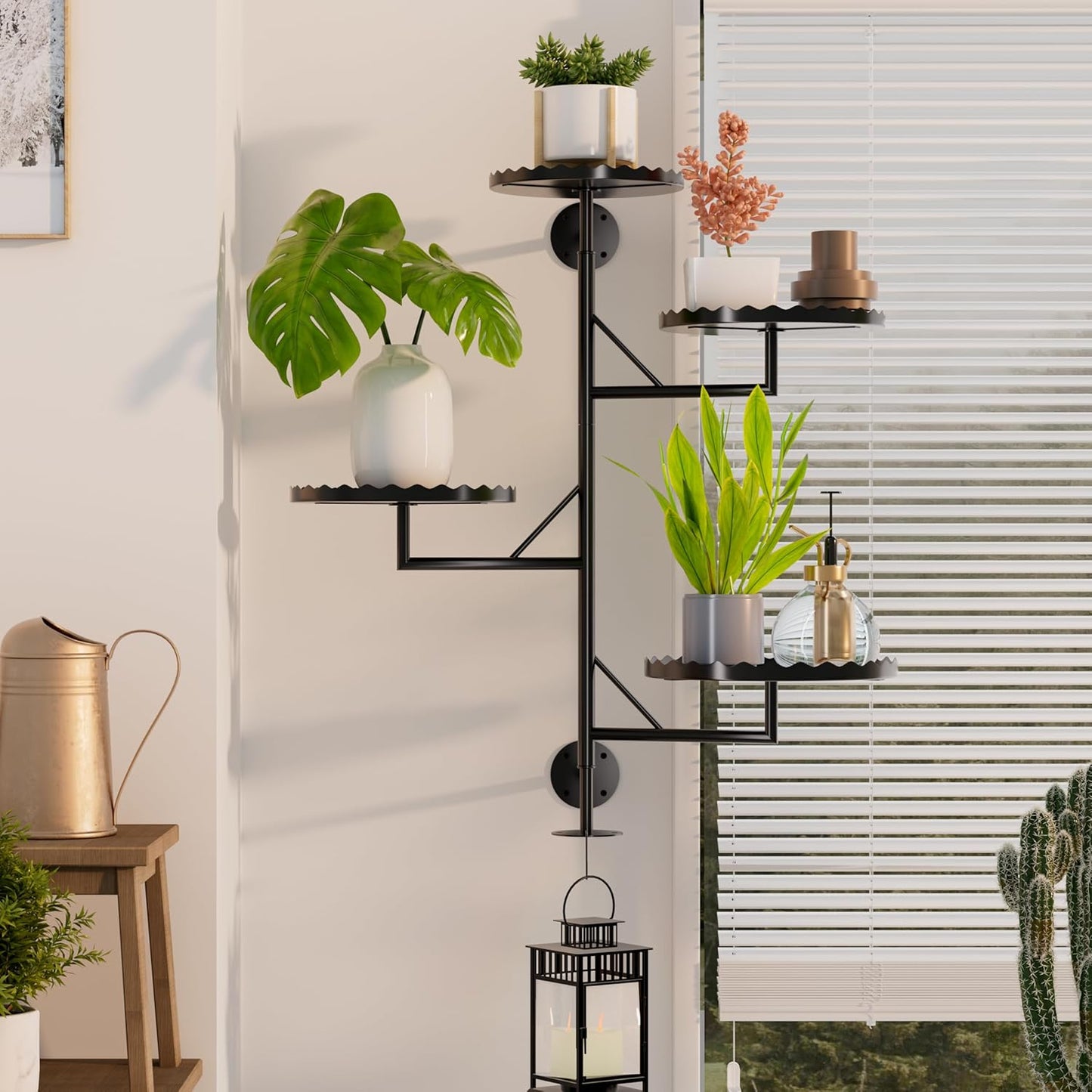 Rotating Wall Plant Shelves Versatile Window Plant Shelf for Indoor Plants Bathroom Living Room Use Wall Planter with Durable Metal Material 4 Pots