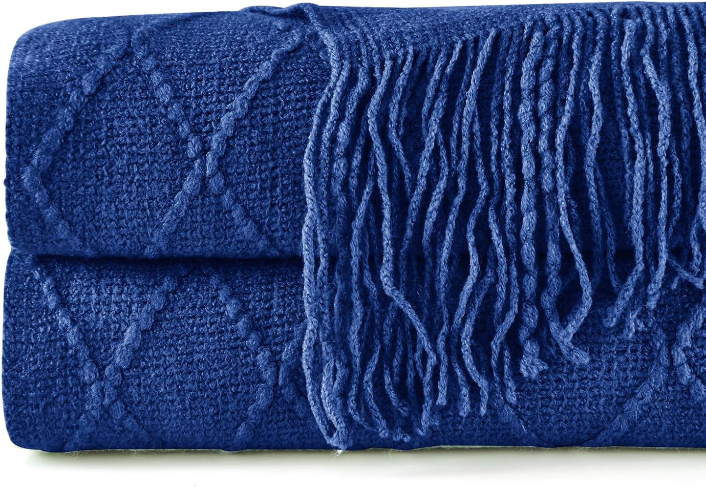 inhand Knit Klein Blue Throw Blanket for Couch, Soft Living Room Home Decor Knitted Twin Size Blanket, Outdoor Lightweight Breathable Summer Blanket, Farmhouse Warm Woven Decorative, 60"x80"