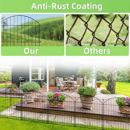 Decorative Garden Fence 24in (H) x20ft (L), 10 Pack No Dig Fence Animal Barrier for Dog, Arched Flower Bed Edging, Wire Border Panel Fencing for Yard Patio Outdoor Decor