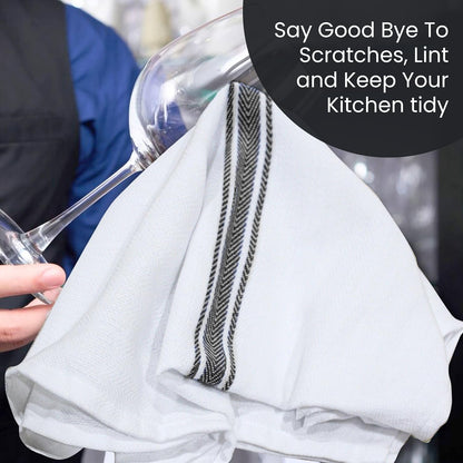 WHITEWRAP Kitchen Dish Towels for Kitchen, Highly Absorbent for Drying and Cleaning, Durable and Soft Tea Towels – 6 Pack, 100% Ring Spun Cotton 15 x 25 Inches – Black