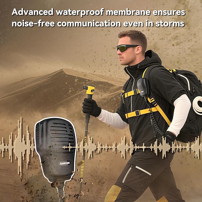 SAMCOM Walkie Talkie Speaker Mic,IP67 Waterproof 2 Pin Shoulder Speaker Label Mic 2 Pin for FPCN30A FPCN10A FWCN30A, 2 Packs