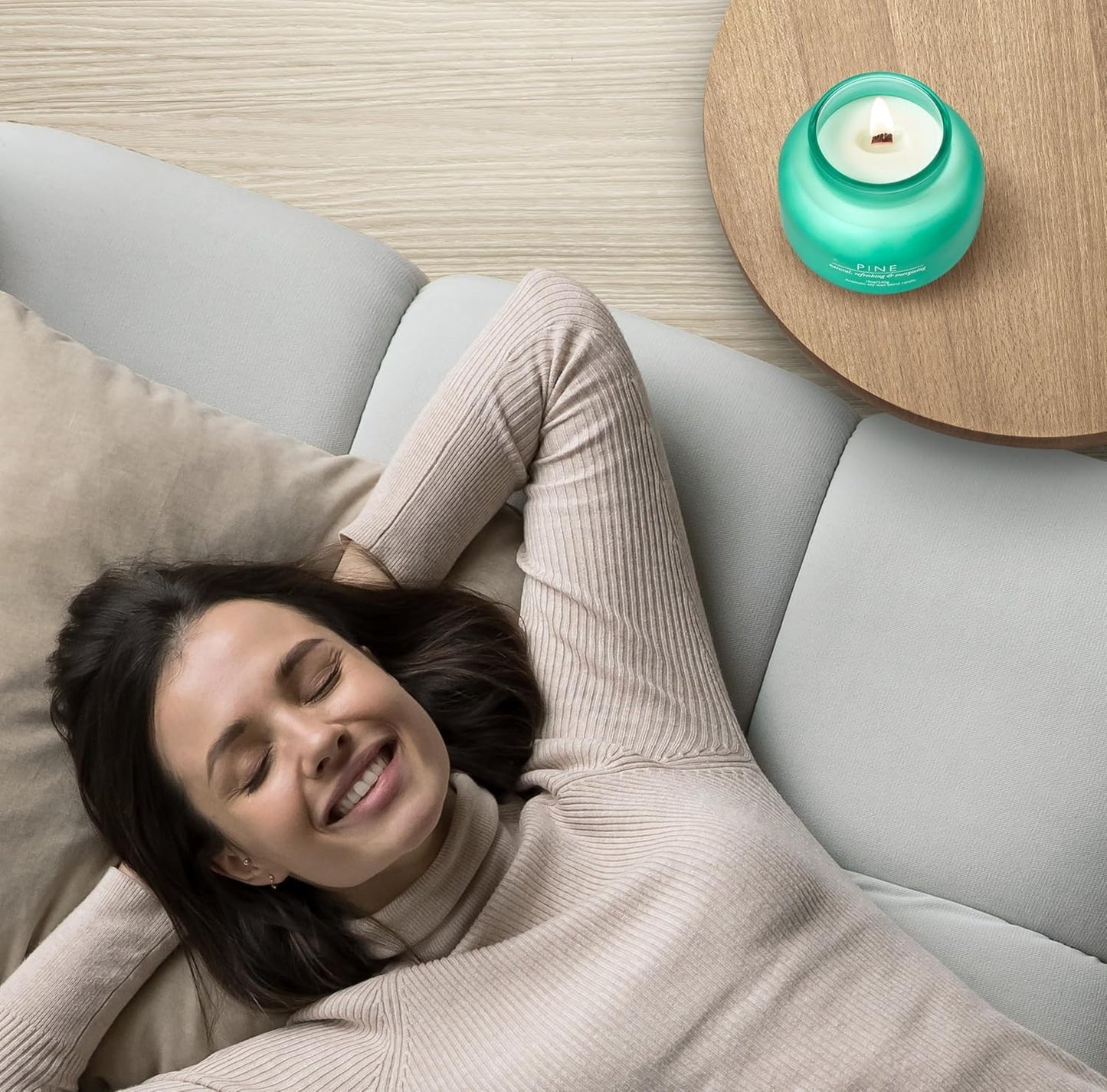 Pine Candle Large Volcano Jar -19oz 4"x5" Giant Candle with Wooden Wick, Gold Leaf Foil Gift Box & Highly Protective Shipping Box - Spotless Leopard