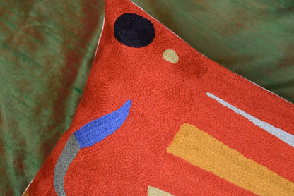 Lumbar Kandinsky Orange Abstract Pillow Cover Elements Modern Throw Pillowcase Chair Cushion Contemporary Pillowsham Accent Farmhouse Couch Hand Embroidered Wool Size 14x20