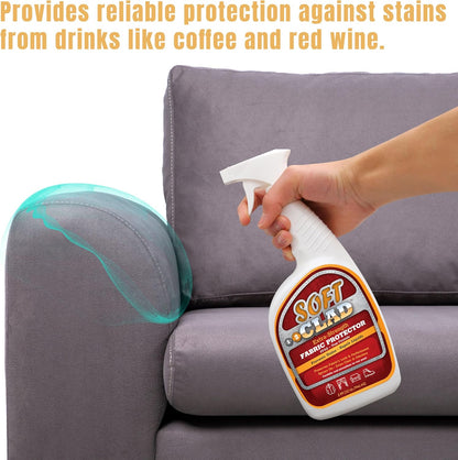 Extra Strength Fabric Protector Spray Prevents Stains and Repels Liquids. SoftClad Guards Furniture, Shoes, Carpet, Upholstery, Suede, Leather, Couch. Safe for Indoor Use. PFAS Free Formula 32oz