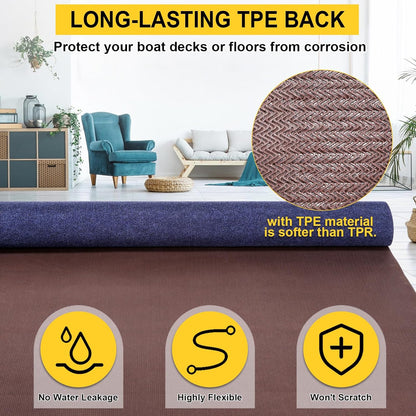 Marine Carpet,6 FT x 10 FT Deep Blue Indoor Outdoor Carpet 0.2" Thick Boat Carpet with Water-Proof TPE Backing, Non-Slide Outdoor Marine Carpet Roll for Home, Patio, Porch, Deck