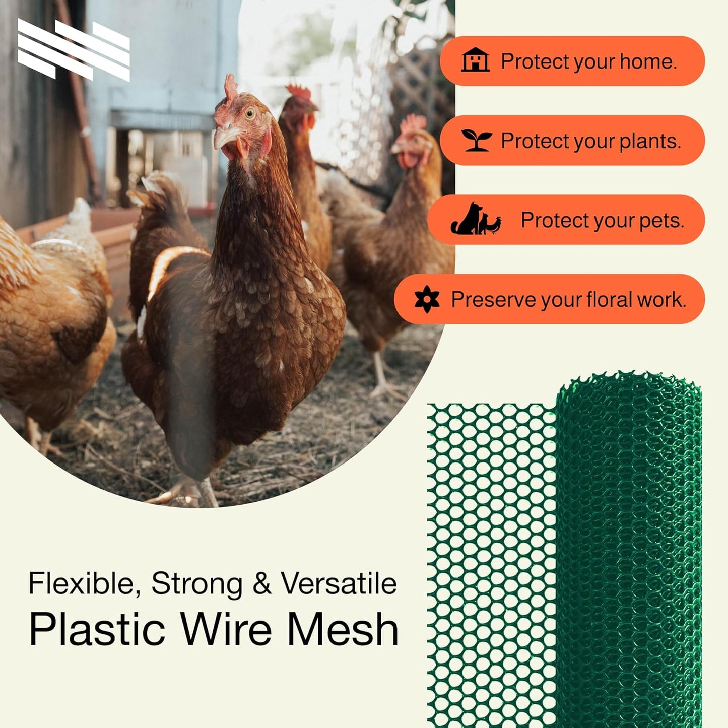 MaPorch Plastic Wire Mesh Fence - Green, 15.71" x 10 ft, 2 Pack - Plastic Chicken Wire Fencing for Dogs, Rabbits & Poultry - Chicken Netting Barrier - Balcony Netting for Pets - Balcony Cat Barrier