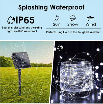 Solar Christmas String Lights Outside, 3 Pack Total 120FT 300 LED Solar Garden Twinkle Light Outdoor, Waterproof with 8 Modes Solar Fairy Lights for Patio Party Wedding Christmas Decor (Cool White)