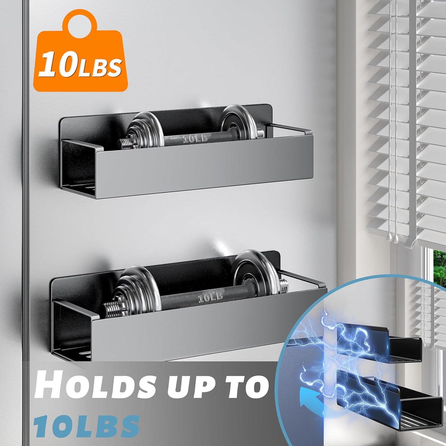 4 Pack Magnetic Spice Rack for Refrigerator, Black Magnetic Shelf for Kitchen Organizer and Storage, Mini Organizers for Oven and Fridge with 4 Hooks