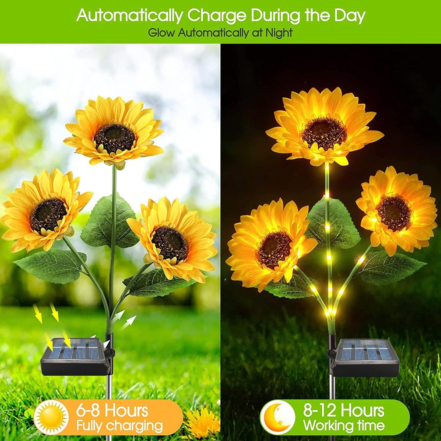 Solar Lantern Light Replacement Top ,LED Solar Panel Lantern Lid Lights Replacement Part for Outdoor Flower DIY Solar Flower Lights Garden Patio Decor (Square 2 pcs)