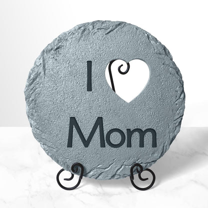 Let's Make Memories Personalized Garden Stone - Resin - Custom Garden Décor - Round Stone with Heart Cutout - for Dad - for Father's Day