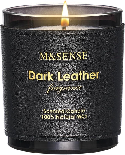 M&SENSE Tobacco Leather Berries Scented Candles, Heavy Scented Candles,Vegan Soy Wax,10oz 42-Hour Long Burning Time,Relax Home Fragrance, Cozy Romance Fancy Gifts for Man Dad in Living Rooms Bedroom