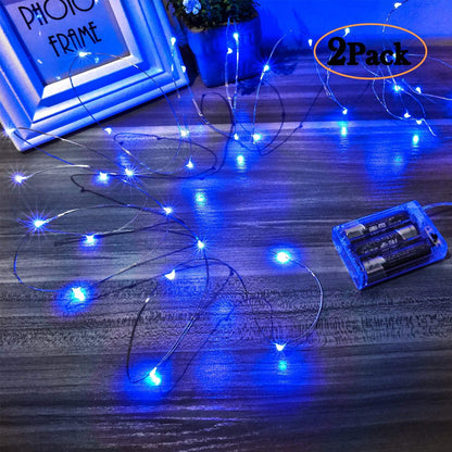 Led Fairy Lights Battery Operated, 1 Pack Mini Battery Powered Copper Wire Starry Fairy Lights for Bedroom, Christmas, Parties, Wedding, Centerpiece, Decoration (5m/16ft Blue)