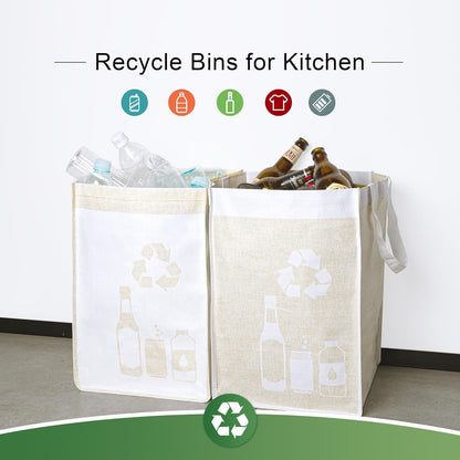 Recycle Waste Bag for Kitchen Home- Indoor Recycling Bins Trash Sorting Organizer, Reusable and Waterproof, Yellow, 4 Pack