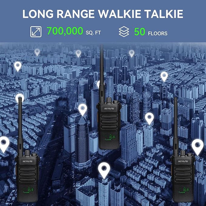 Retevis RT86 Professional 2 Way Radio Long Range,High Power Walkie Talkies for Adult with Shoulder Mic,Heavy Duty Two Way Radios Rechargeable,2600mAh,USB,Handheld Emergency Radio for Warehouse(4 Pack)