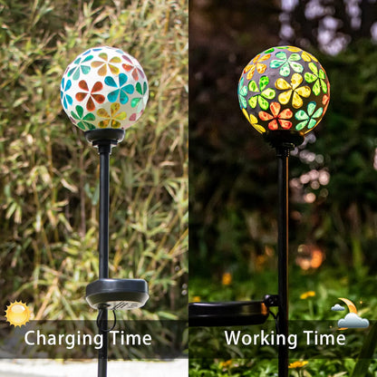 VCUTEKA Solar Garden Lights - Mosaic Solar Lights Outdoor Decor Pathway Light Waterpoof LED Stake Light for Landscape Lawn Patio Yard Decoration (Multicolor) 1 Pack