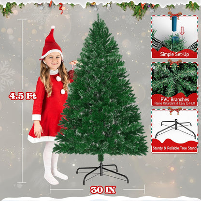 LEVELEVE Premium 4.5FT Artificial Holiday Christmas Tree w/350 Branch Tips,250 LED Lights for Home,Office,Party Decoration