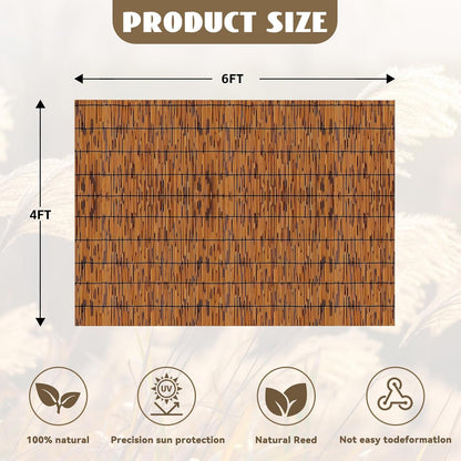 Natural Reed Fencing Rolls, Decorative Bamboo Fencing 4 ft High Roll Reed Screen Curtain, Natural Reed Bamboo Fencing for Outdoor Balcony Patio Garden Backyard (Light Russet), LWZLTH7