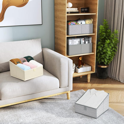 DIMJ Trapezoid Storage Bins for clothes - 6 Packs Closet Organizers and Storage Baskets, Foldable Closet Baskets with Handles and Divider, Closet Storage Bin Toybox for Shelves Living Room Bedroom