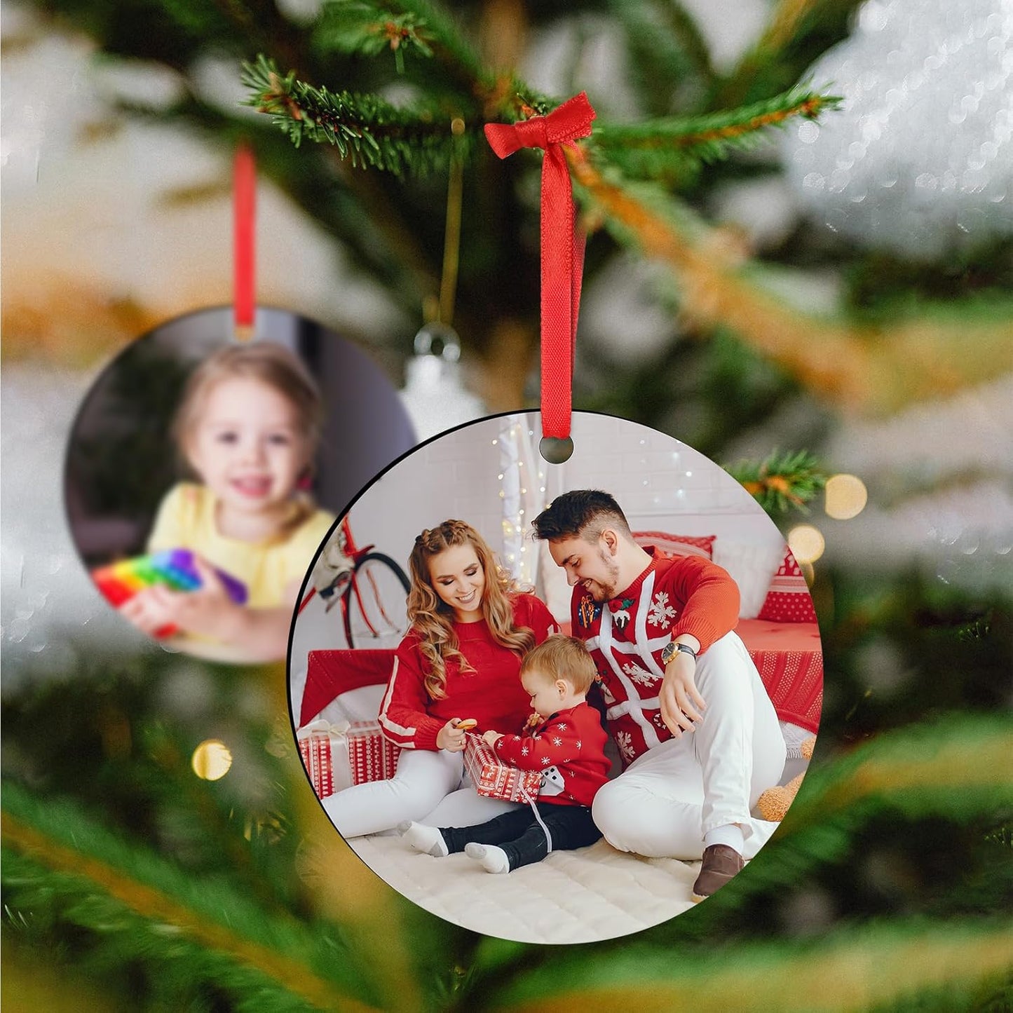 Personalized Christmas Ornaments with Photo - Custom Wood Christmas Ornament - Wedding Gifts for Couples, Engagement Gifts for Couples
