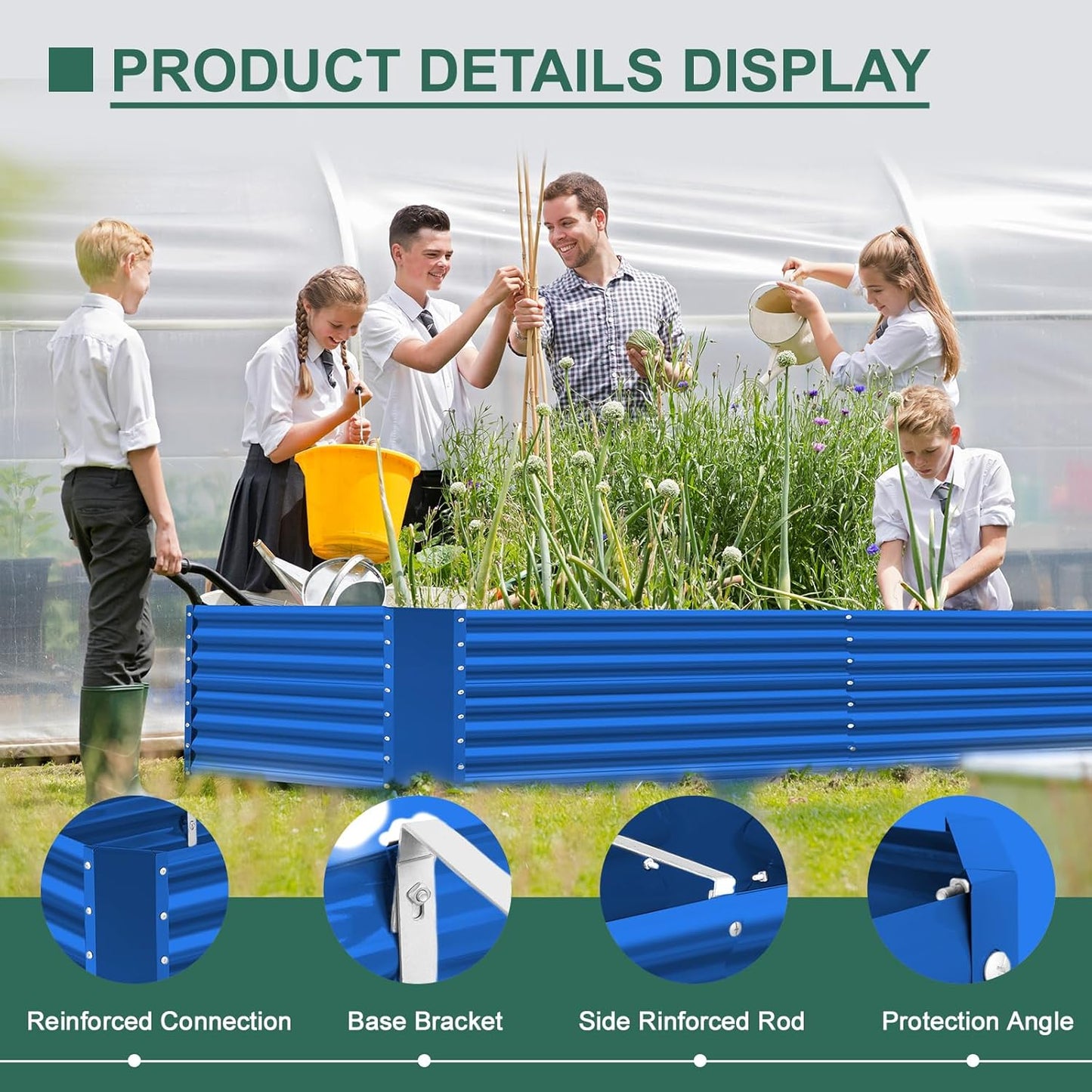 Land Guard 8x4x3ft Rectangular Galvanized Raised Garden Beds, Large-Capacity Metal Planter Box Outdoor, Durable Deep Raised Garden Bed 3ft Tall, Raised Beds for Gardening Vegetables, Royal Blue