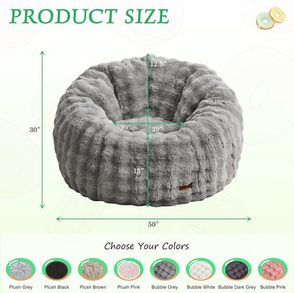 Hobestluk Bean Bag Chair Oversized Bean Bag Chair for Adults Donut-Shaped Large Bean Bag with Spacious Design for Living Room Bedroom or Reading Nook (Bubble Grey)
