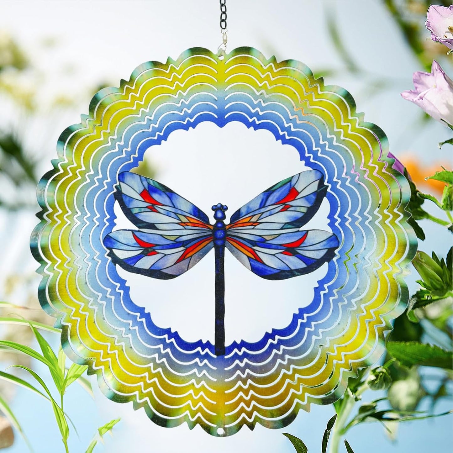 Wind Spinners Outdoor Dragonfly Decorations - Birthday Gifts for Women Mom Grandma, Hanging Wind Spinner 12 inch 3D Wind Sculptures for Garden Decor for Outside, Patio, Yard, Outdoor