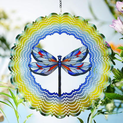Wind Spinners Outdoor Dragonfly Decorations - Birthday Gifts for Women Mom Grandma, Hanging Wind Spinner 12 inch 3D Wind Sculptures for Garden Decor for Outside, Patio, Yard, Outdoor