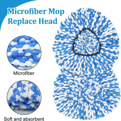 Spin Mop Handle,Mop Heads Replacements,Scrubber Mop Head and Mop Base Compatible with O-cedar RinseClean 2-Tank Spin Mop System,Mop Handle and Head Replacement Combo Set for Wet Dry Use Floor Cleaning