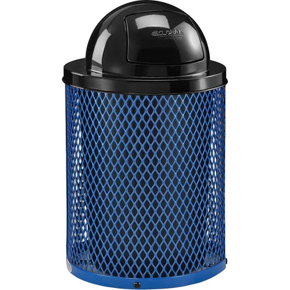 Global Industrial 36 Gallon Outdoor Steel Trash Can with Dome Lid, Plastic Liner and Anchor Kit Included, 23-1/2" Diameter x 40" H, Powder Coat Finish, Unassembled, Blue