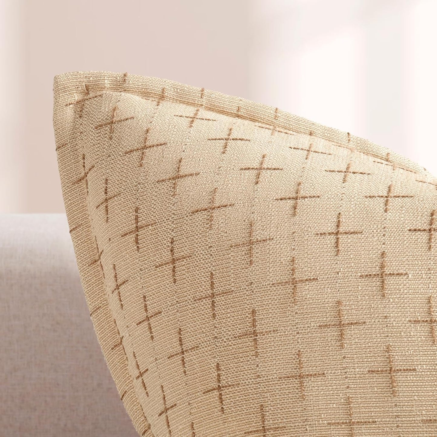 ZWJD Pillow Covers 22x22 Set of 2 Soft Polyester Textured Pillow Covers with Stylish Flange Edge Cozy Farmhouse Throw Pillows for Couch Bed Sofa Living Room