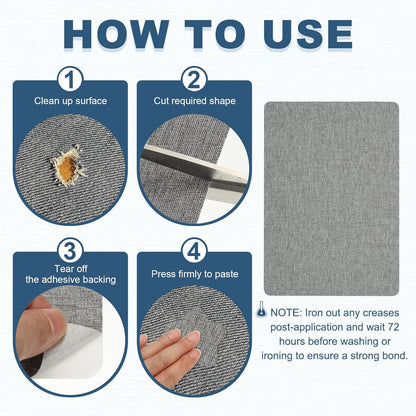 PATIKIL 8x11 Inch Linen Repair Patches, 2Pcs Self-Adhesive Fabric Patch for Sofas Tote Bags Furniture Car Seats Clothes Tents, Light Gray