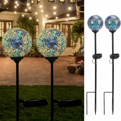 VCUTEKA Mosaic Solar Light, Solar Garden Decorative Lights Outdoor Waterproof LED Pathway Stake Light for Landscape Patio Yard Deck Walkway Decoration, 2 Pack
