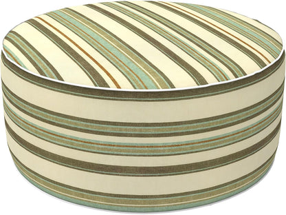 LVTXIII Inflatable Stool Ottoman Footrest with Handle, Decorative Fade-Resistant Foot Stool, Indoor or Outdoor Pouf for Home Garden and Camping Use, 21x21x9, Stripe Onyx